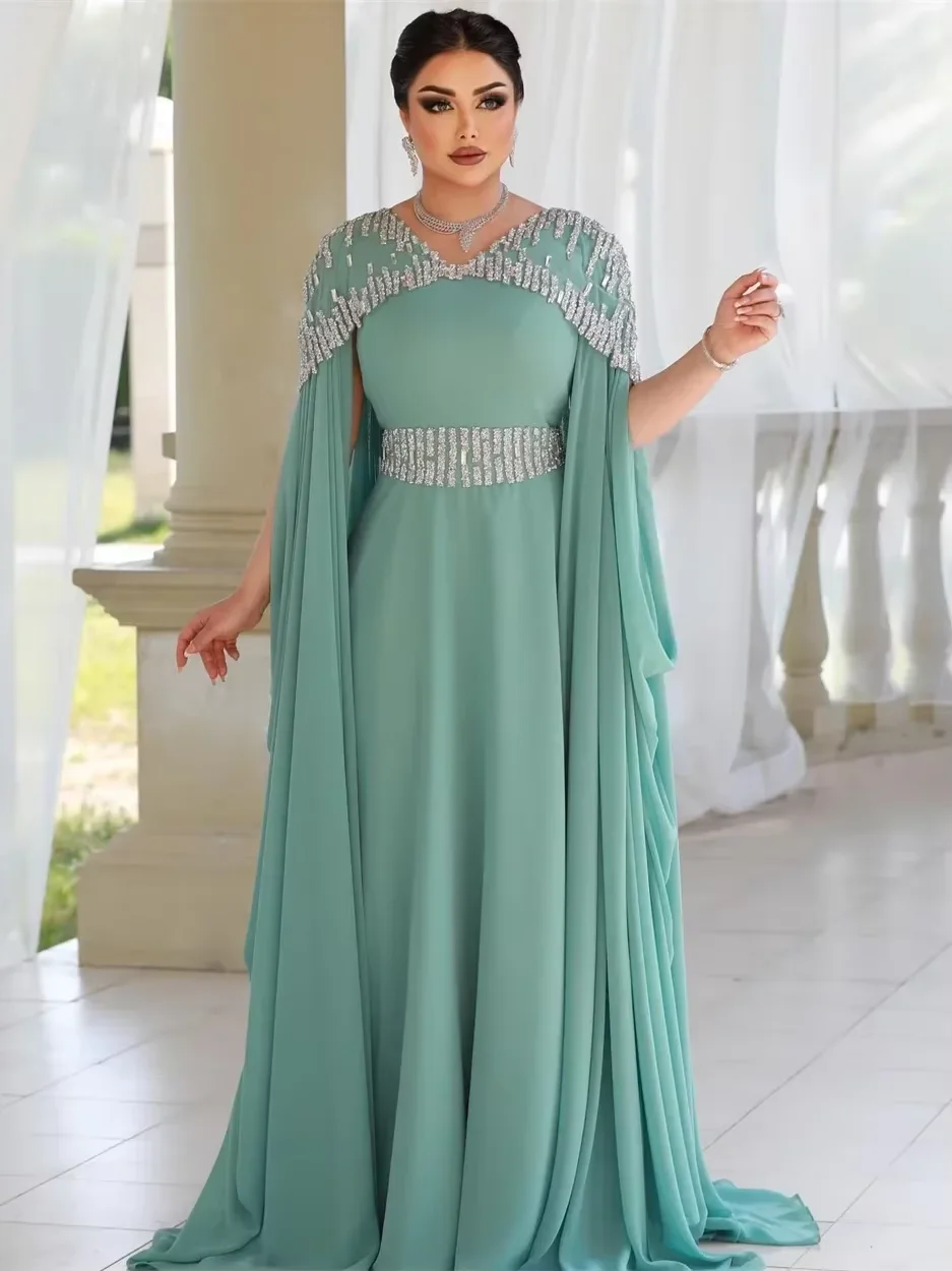 

Customized Prom Dresses High quality Elegant Classic Fashion Chiffon Beading Sequined Straight V-neck Long Dresses Exquisite