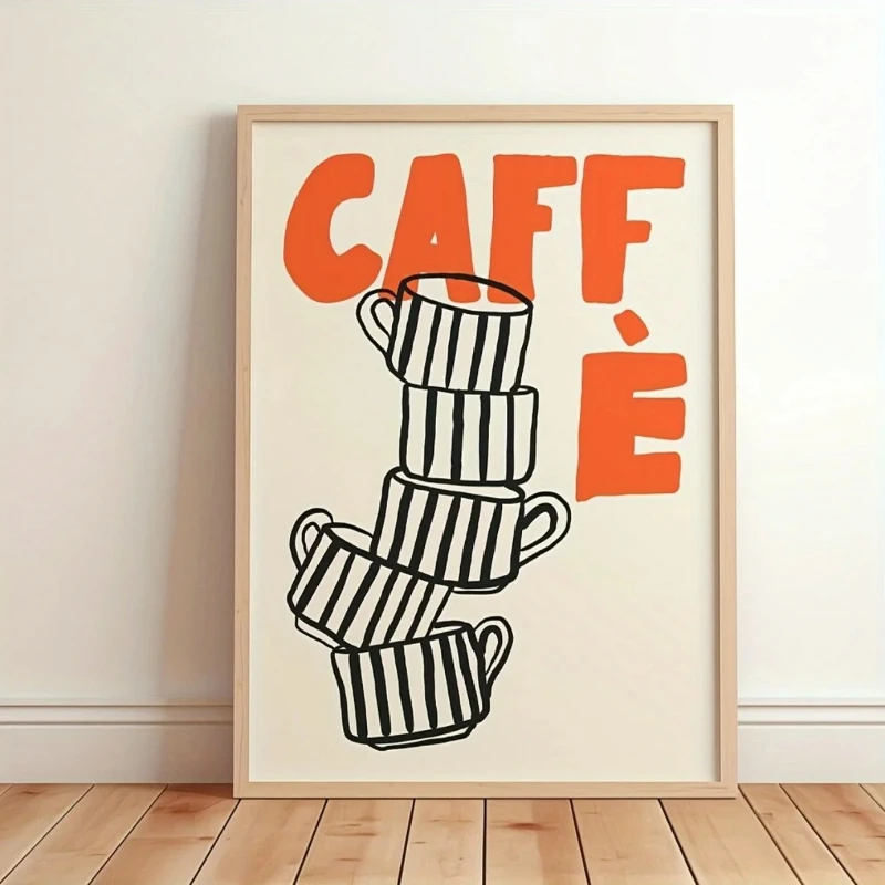 Rahmenlose Leinwandbilder, italienische Espresso-Kaffeetasse, Leinwanddrucke, Poster, moderne minimalistische Kunstdrucke, Wanddekoration für die Küche.