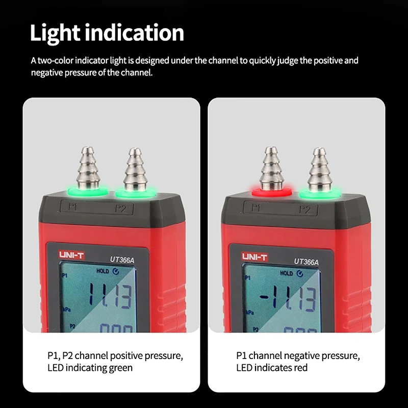 Manómetro Digital UNI-T UT366A, medidor de presión de aire, Detector diferencial de presión portátil, medidor de dispositivo de medición de presión