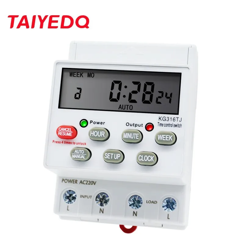 Din Rail Installation KG316TJ Mini Daily Weekly 7 Days Programmable Digital Time Switch Relay Timer Control AC 220V 230V