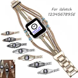 Fashion Metal Bracelet Strap For Apple Watch Ultra 44mm 45mm 40 41 49mm Women Jewelry Watch Band For iWatch 9 8 7 6 5 4 3 2