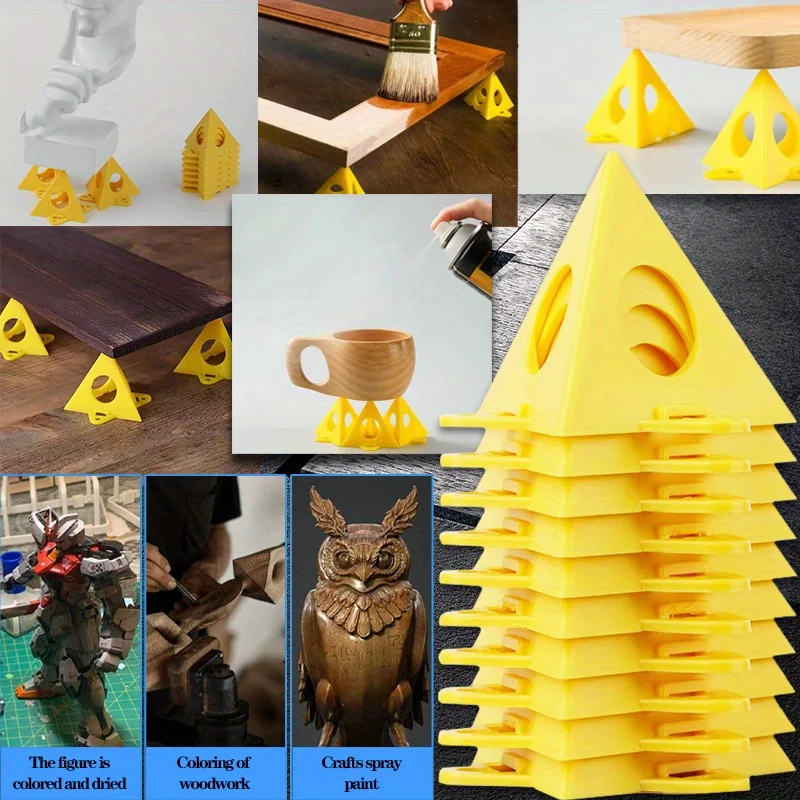 Yellow Plastic Paint Triangle Stand Detachable Pyramid Woodworking Riser Non-Sticky Pyramid Painting Support Frame Elevated Draw