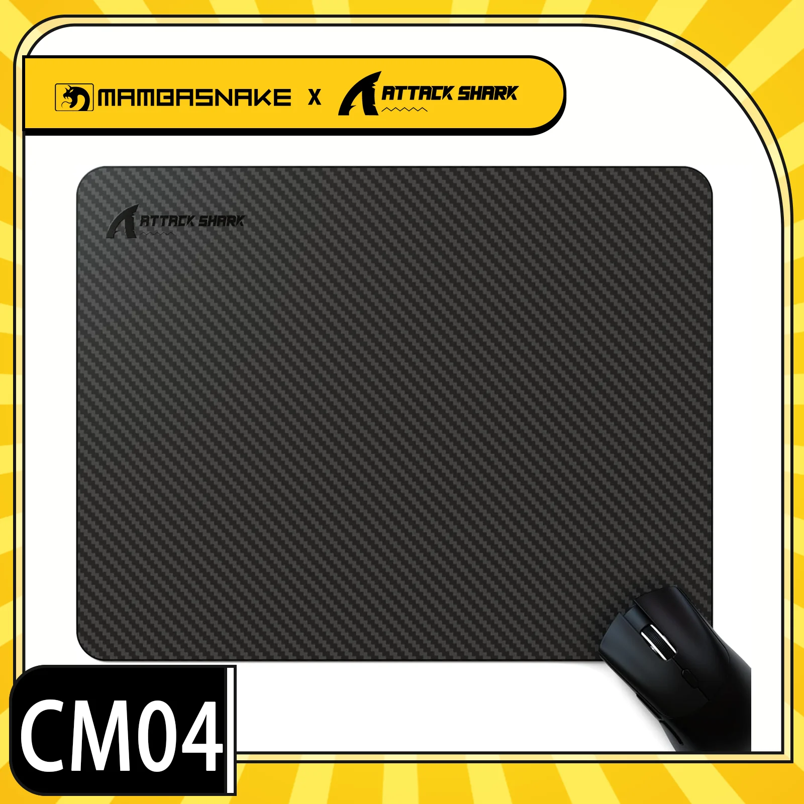 

MAMBASNAKE x ATTACK SHARK CM04 Carbon Fiber Mouse Pad，Ultra-High Speed Precise Positioning Smooth Operation