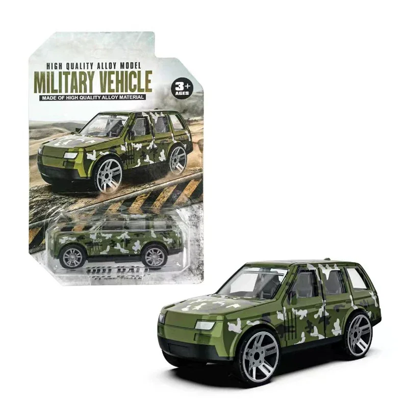 Coche deportivo de aleación fundida 1:60, modelo de simulación, vehículo todoterreno de camuflaje, juguetes para niños, adornos, colección de regalos