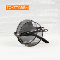 Toketorism Photochromic Sunglasses Foldable Polarized Glasses For Driving Outdoor Round Men's Sun Glasses