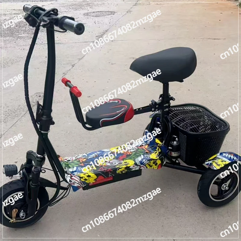Patterned and diverse household small foldable electric tricycle for adults, leisure, and elderly mobility