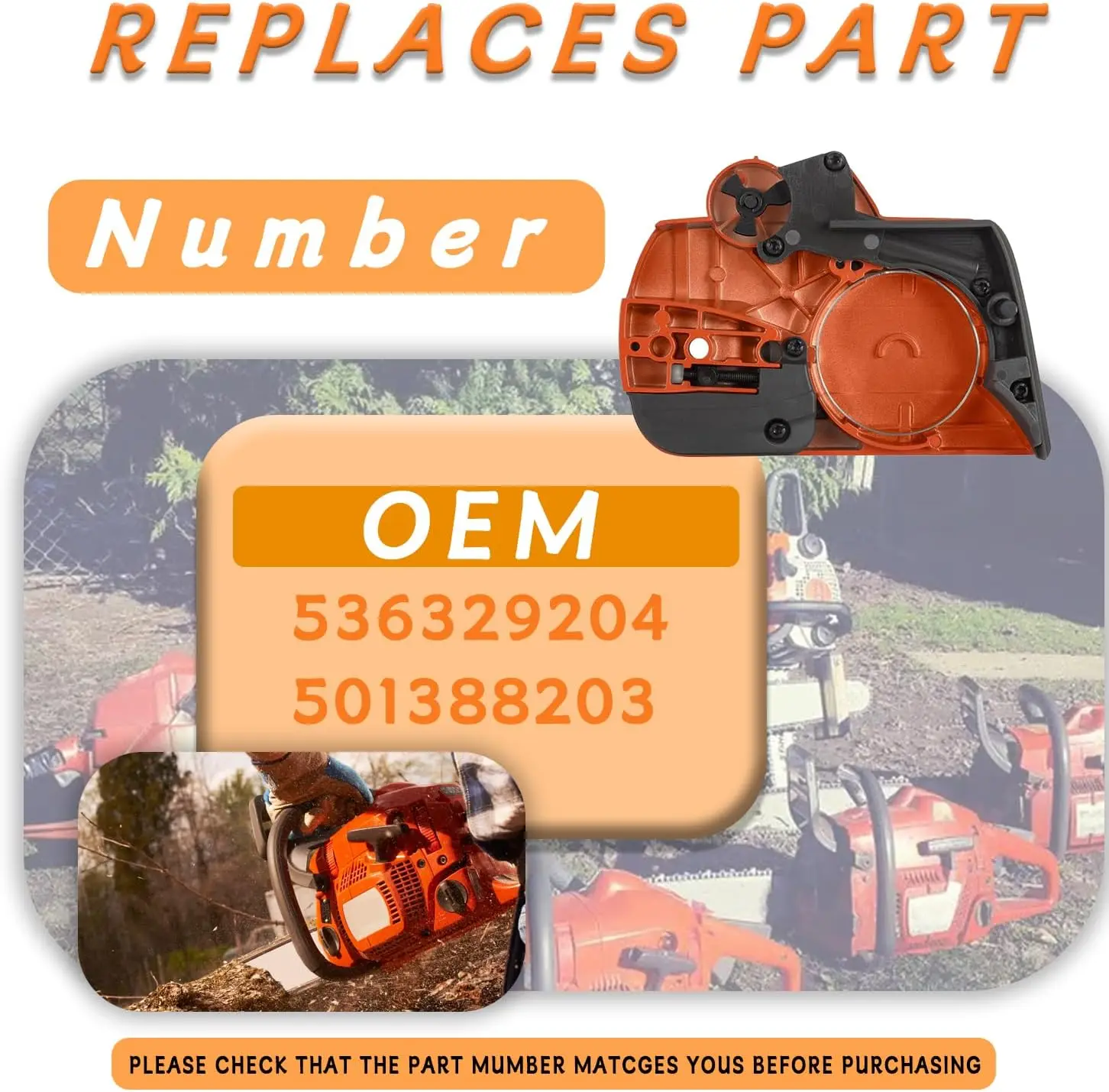 Chain Brake Clutch Cover Assembly for Husqvarna 435 440 Chainsaw, Includes Snap Clips & Bar Nuts, Replacement for 435E, 435 II,