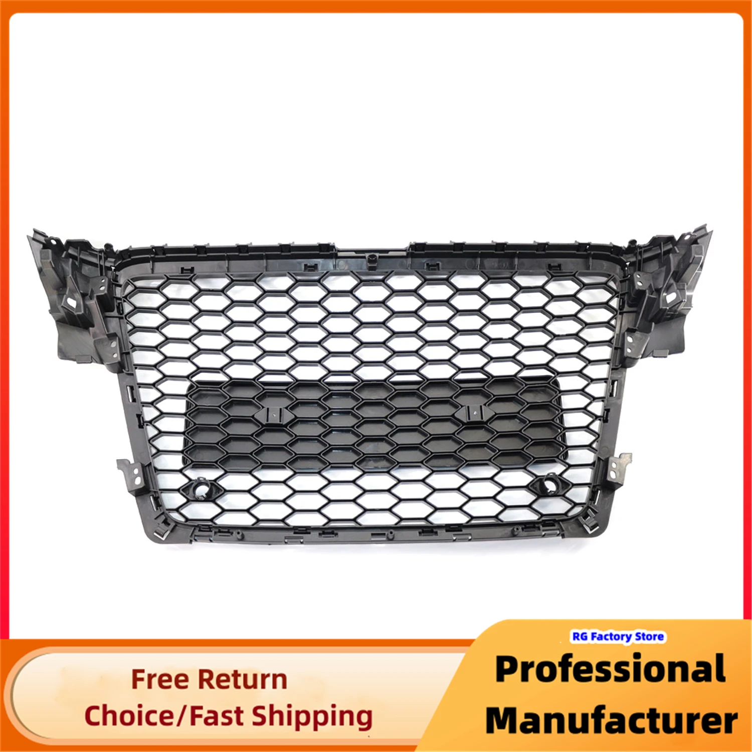 Front Bumper Honeycomb Mesh Grille For Audi A4 B8 8T S4 2008-2012 Upgrade RS4 Style Front Bumper Grille Glossy Black Grill Cover