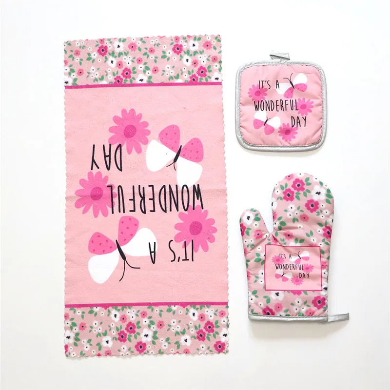 3Pcs/set Microwave Oven Glove Insulation Pad Cleaning Towel Kitchen Tool Anti-Scald Baking Utensils