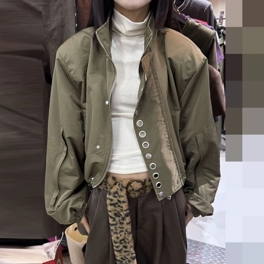 

European 2026 Autumn Niche Metal Buckle Rivet Punk Style Foreign Style Small Man Jacket Retro Short
