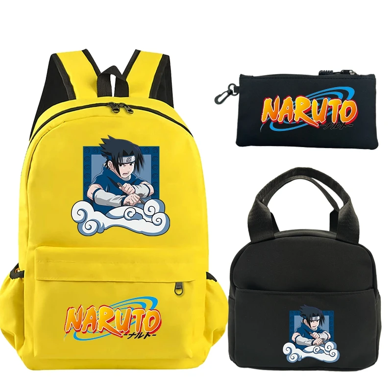 3Pcs/set Naruto Backpack Boy Girl Teenage Student Back To School Backpack Insulated Lunch Bag Pencil Case Women Kid Gift Bookbag