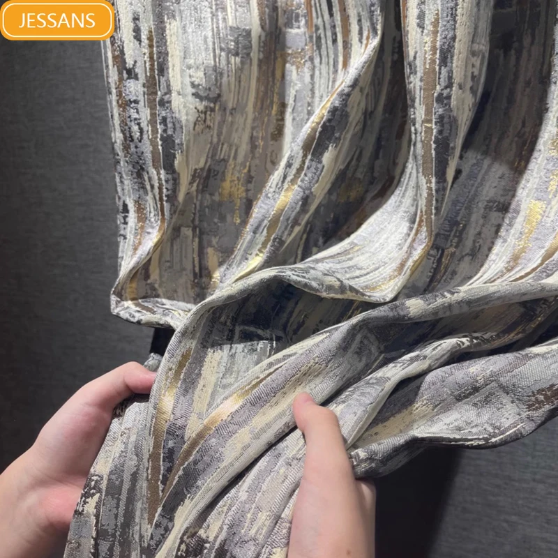 

2025 New Light Luxury Marble Printing Thickened Blackout Curtains for Living Room Bedroom Finished Custom Home Decoration
