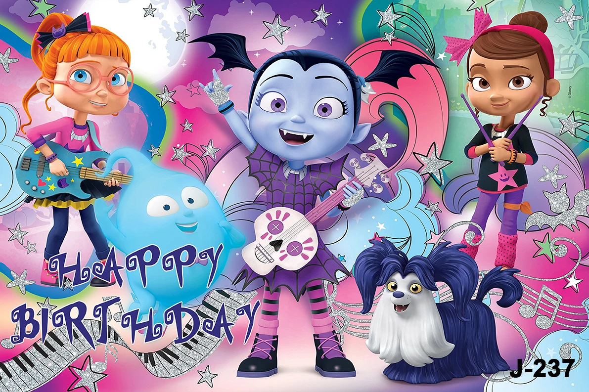 الكرتون Vampirina صورة خلفية الفتيات عيد ميلاد الأسنان فتاة هالوين الحفل حفلة التصوير خلفية ديكور الدعائم
