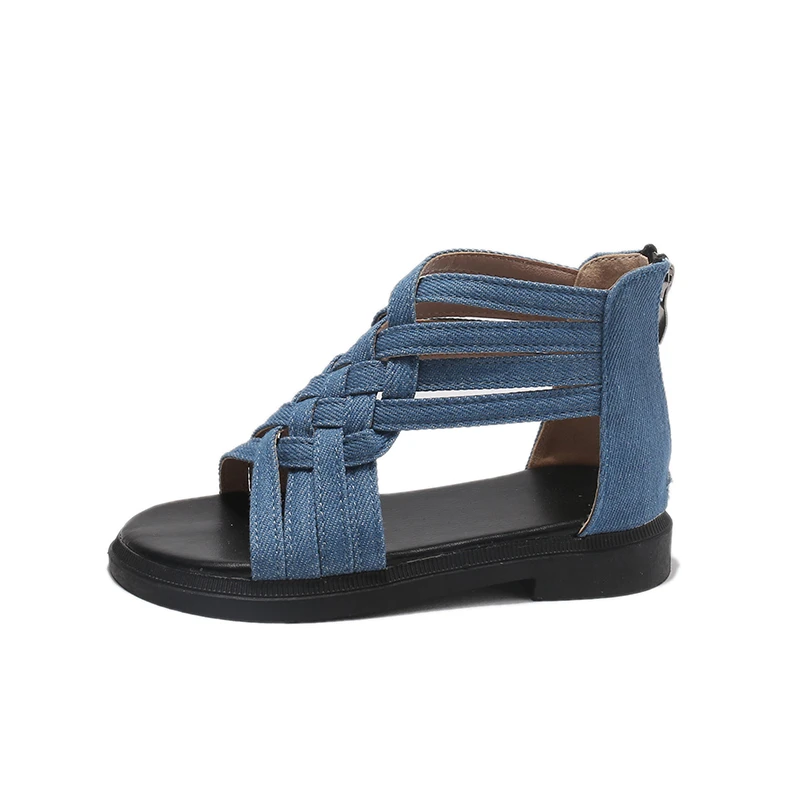 Trendy Denim Woven Sandals for Girls  Braided Jean Shoes Big Kids Outdoor & Daily Casual Sandals for Big Kids