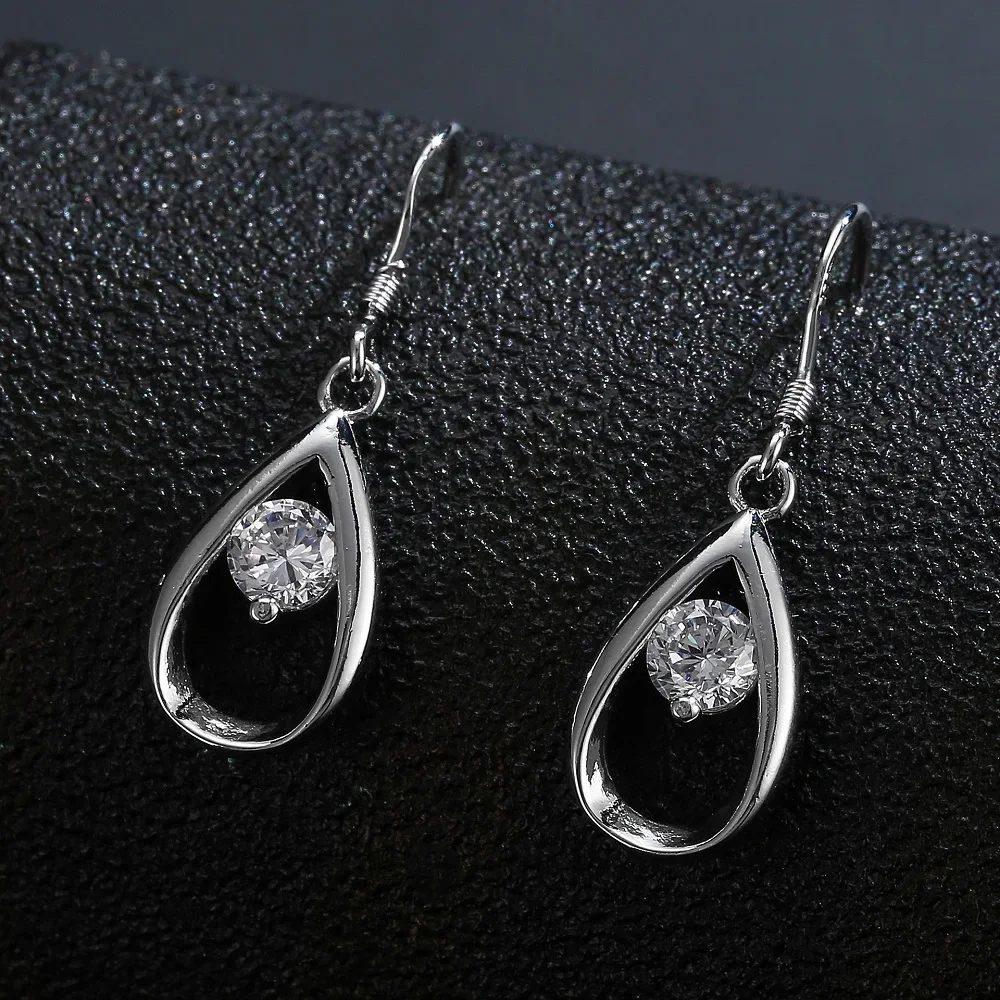 Charms 925 Sterling Silver elegant Water Drop Zircon stud Earrings for Women fashion party wedding Jewelry Christmas Gifts