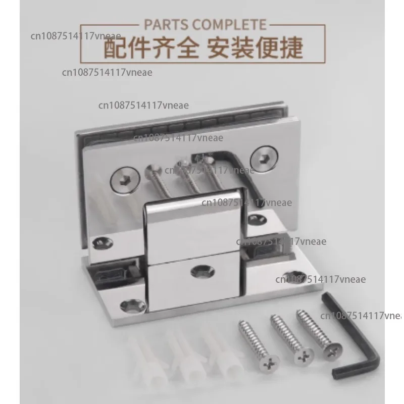 Glass Door Bathrooms Stainless Steel 304 Wall Mount Glass Shower Fixing Clip Chrome Door Hinge  (90 Degrees Is Open)