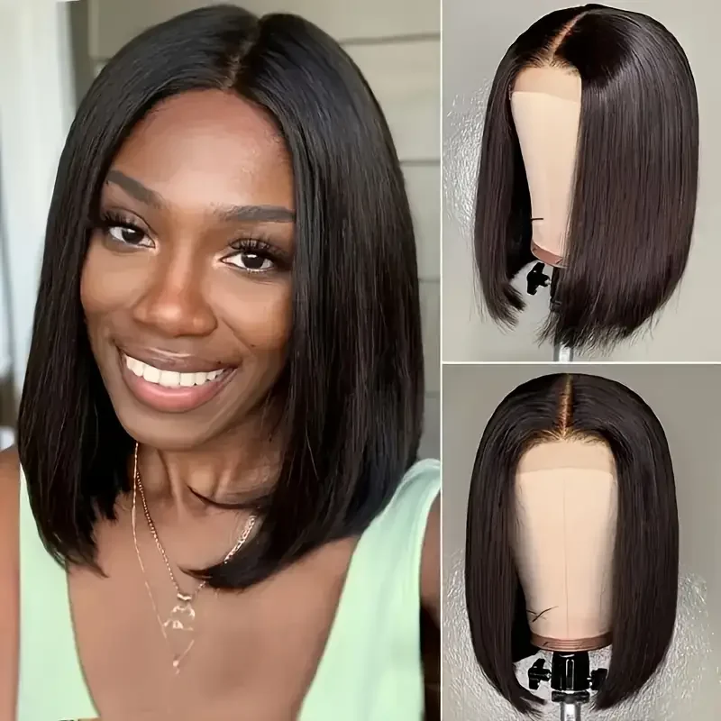 

13x4 HD Lace Natural Black Color Bob Wig Human Hair Wigs Human Hair Short Straight Bob Human Hair Wigs for Women 200% Density