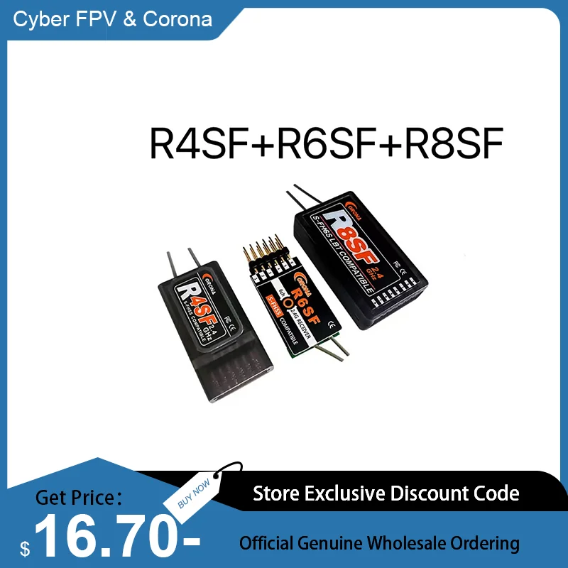 

Corona 2,4 ГГц R4SF R6SF R8SF C4SF-HV S-FHSS/FHSS Совместимый приемник для FUTABA S-FHSS T6 14SG Радиоуправляемый дрон Автомобиль Лодка Самолет