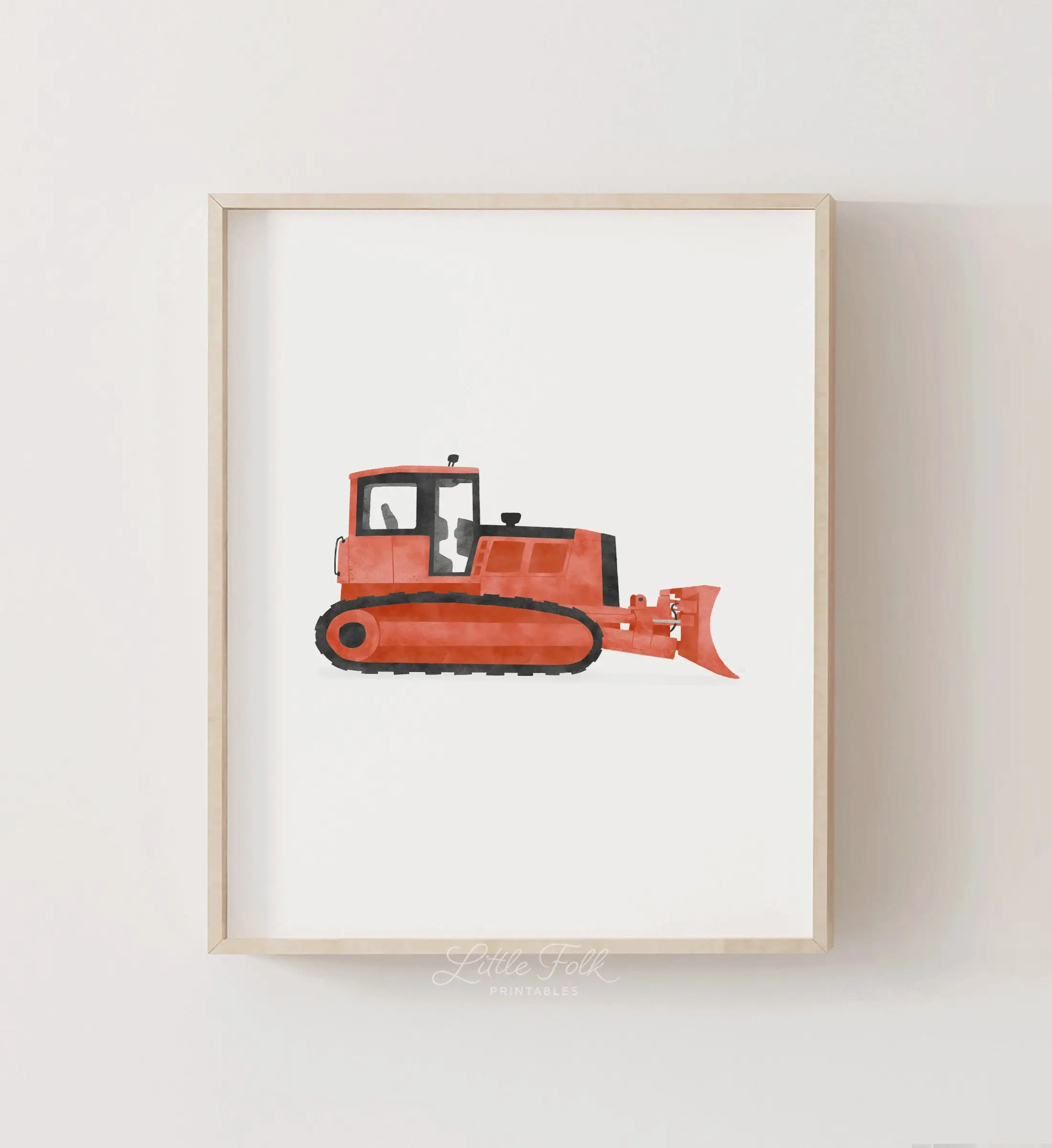 Cartoon Blue Tractor Yellow Backhoe Green Trash Truck Car Poster Print Wall Art Pictures Canvas Painting Boys Room Home Decor