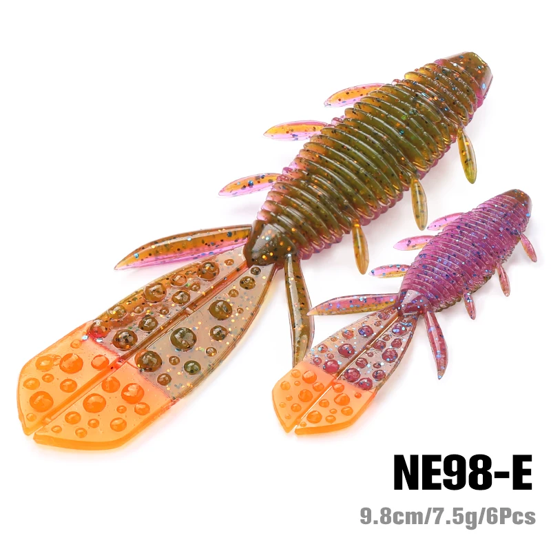 Tsurinoya 9.7Cm 7.5G 6Pcs Garnalen Zachte Vissen Lokken Nebula Voeg Zout En Garnalen Kunstmatige Sicilion Soft Baits vissen Rig Visgerei