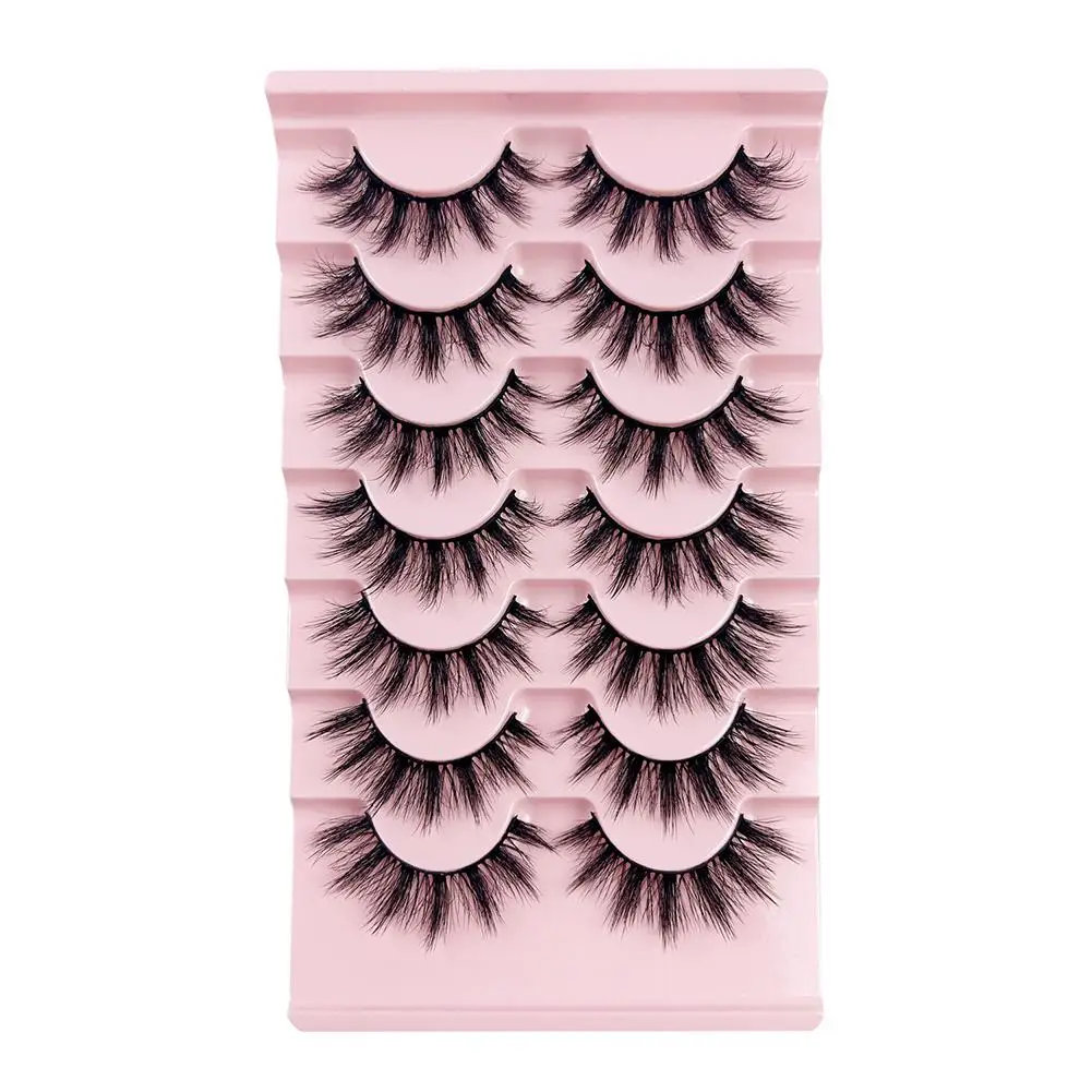 Heiße natürliche Nerz-Wimpern, 10 Paar, zarte 3D-Nerzwimpern, kurze, flauschige, halbe falsche Wimpern, Make-up-Tools, Katzenaugen-Wimpern