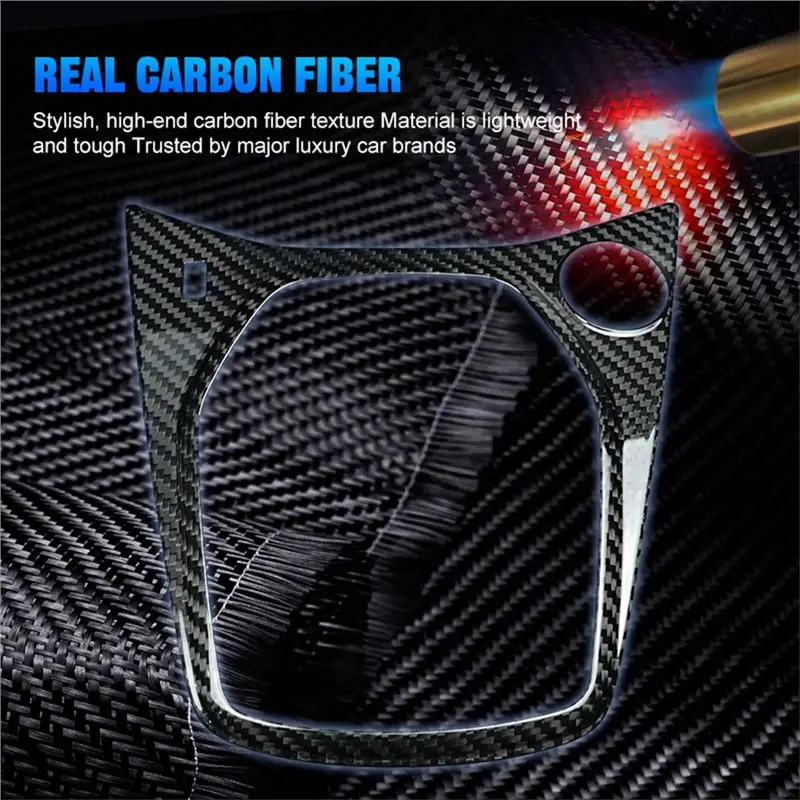 A98M Car Gear Shift Panel Cover Trim For Ford Fiesta 2018-2023 Real Carbon Fiber