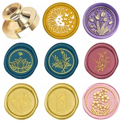 Literary Flower Botanical Theme Wax Seal Stamps Tulips Removable  Brass Stamp Heads for Decorating Wedding Parties,Invitations