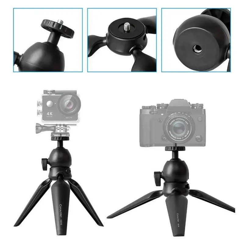 Mini Camera Tripod Mini Tripod Stand For Cell Phone Portable Non Slip Head Adjustable Phone Stand For Night Fishing Selfie