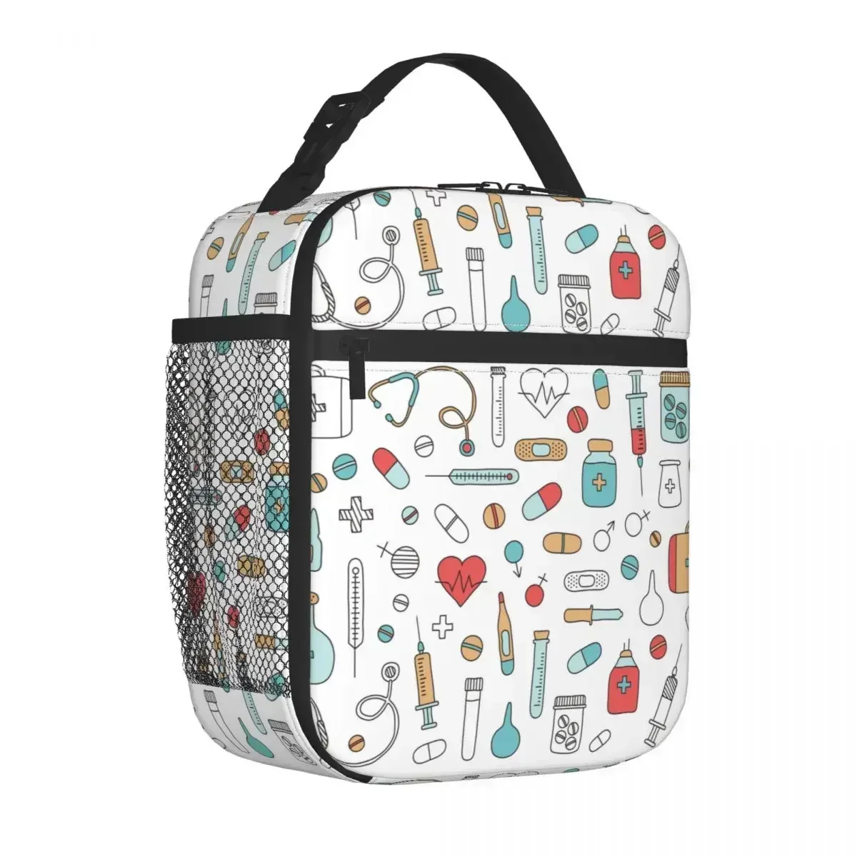 Colourful Medicine Doodle Insulated Lunch Bags Leakproof Lunch Container Cooler Bag Tote Lunch Box Beach Travel Bento Pouch