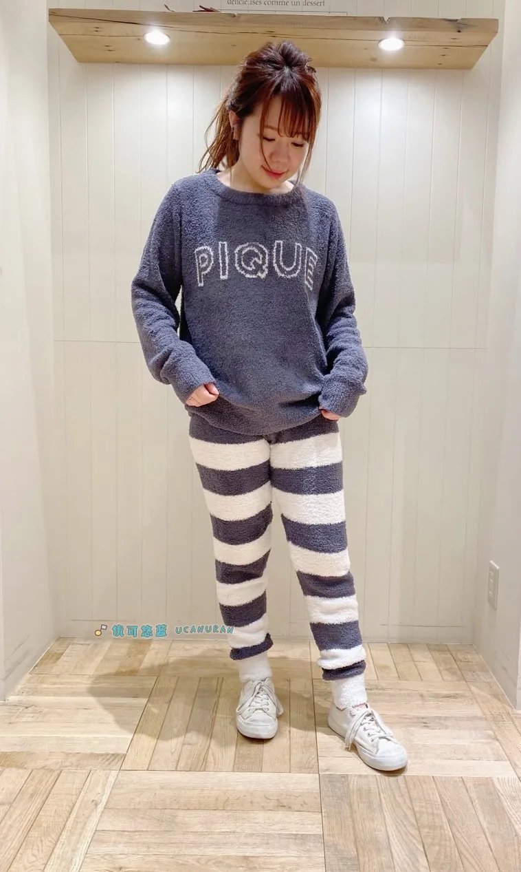 Japan Winter Thick Warm Sweater Pajamas GP Home Wear Pique Night Gown Loungewear Set