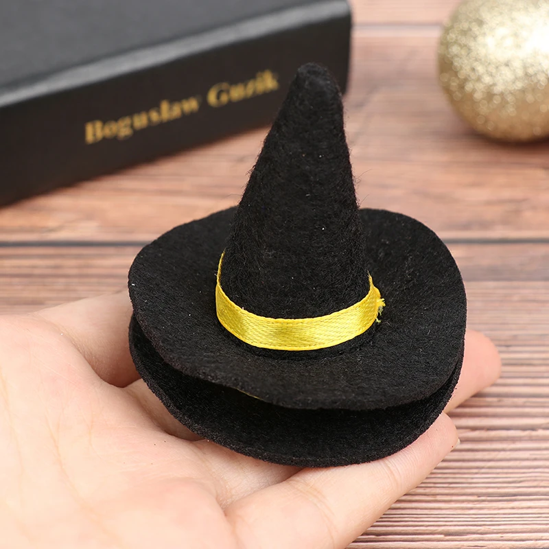 Cappelli da strega in feltro per casa delle bambole in miniatura da 2 pezzi per la decorazione della casa delle bambole di Halloween