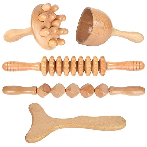 

Wood Therapy Massage Tools 5-in-1 Lymphatic Drainage Massager Kit Wooden Massager Body Sculpting Tools for Muscle Relief