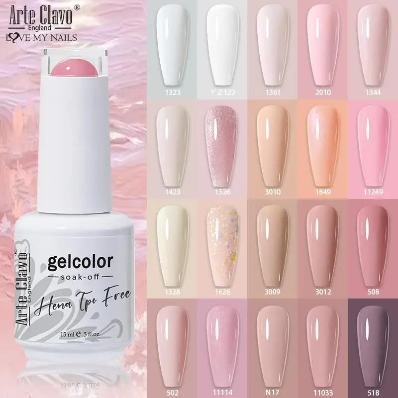 Arte Clavo 15ml Pink Gel Nail Polish UV&LED Gel Polish Soak Off Nude Colors Gellak Top Coat Gel Varnish Nail Art Design Manicure