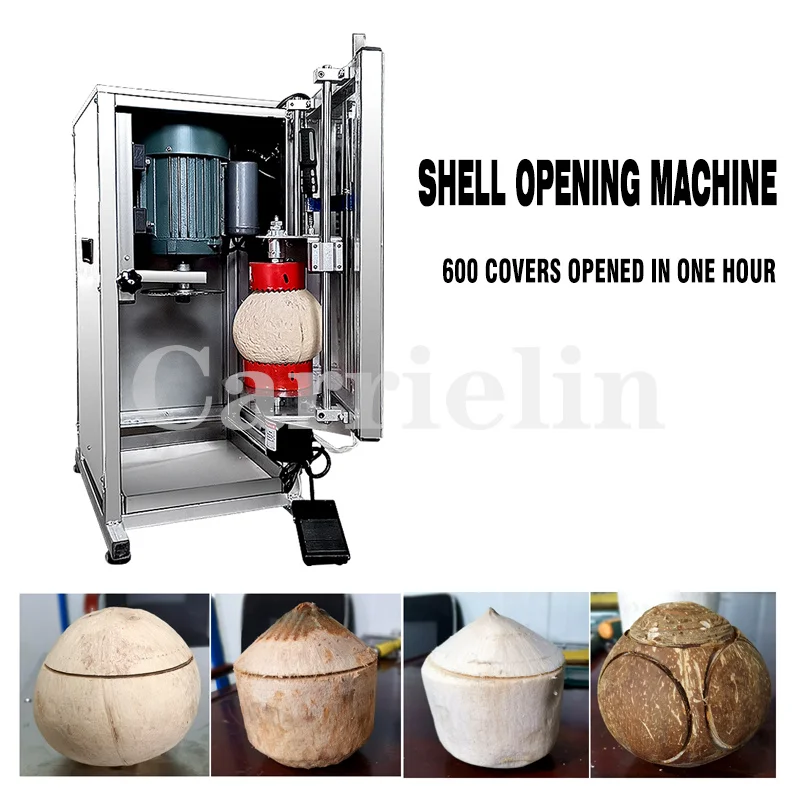 Mesin Pembuka Tutup Kelapa Mesin Pembupas Penutup Kelapa Elektrik Komersial Mesin Penembakan Otomatis Penuh 220V