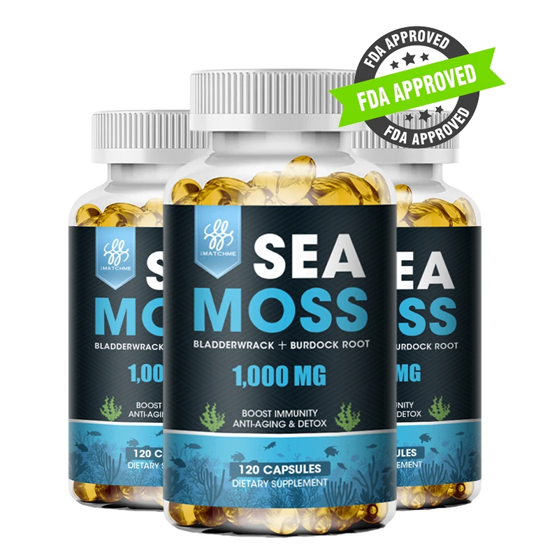 

iMATCHME Organic Sea Moss Capsule Supports Thyroid Health Anti-aging Antioxidant Improve Immunity Detox Beauty Health