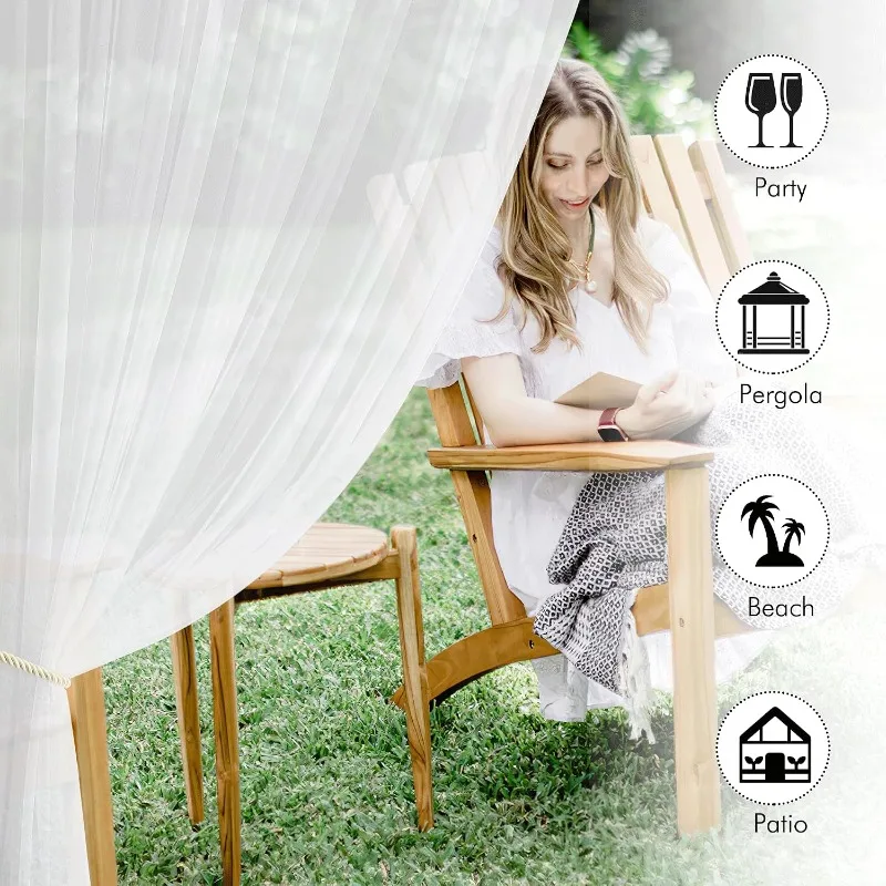 Sheer White Outdoor Curtain for Patio Gazebo Pergola Garden Wedding Decoration Privacy Drapes Sunshade Mesh Curtain 2.3M/2.9M