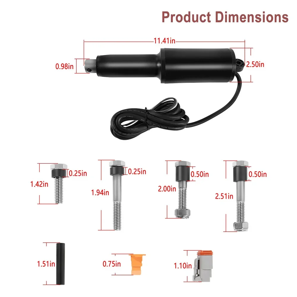 Atuador de aba de guarnição resistente Boasts, Marine 101XDS, 12V DC Yacht Tool, 2-1/4 "Stroke, 5/16 Hardware, 15057-001