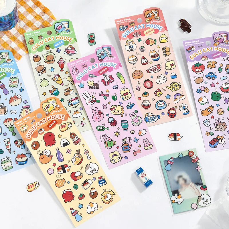 Cute Cartoon pattern Hand Account Scrapbooking Stickers DIY Decor Junk Journal Sticker Aesthetic Stationery Supplies