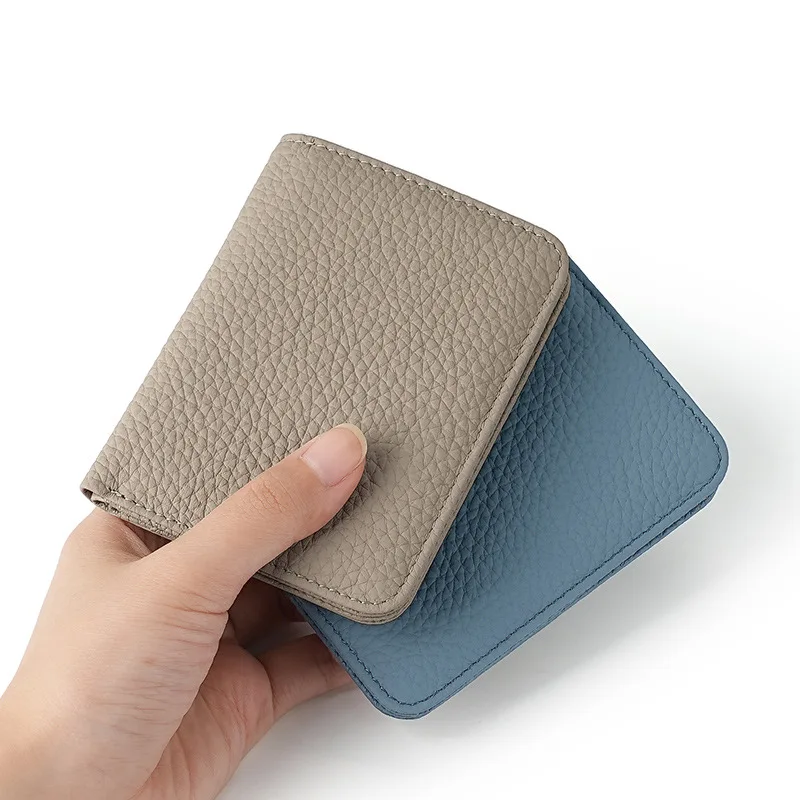 

New Genuine Leather Ultra-thin Women's Wallet Zipper Cowhide Mini Change Bag RFID Small Wallets
