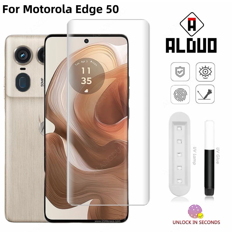 UV Tempered Glass For Motorola Edge 50 Pro 50Ultra Full Glue Protective Glass Fingerprintable For Moto Edge 40pro Screen Protect