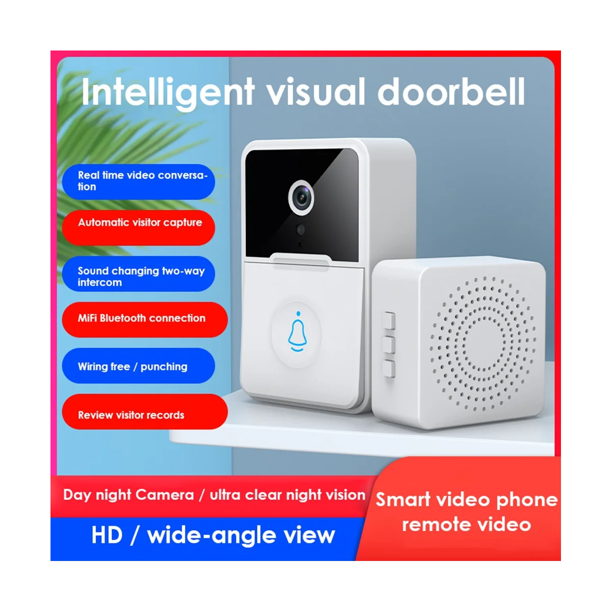 Tuya Wireless Video Doorbell Digital Visual Intercom WIFI 2.4G 5GHZ Waterproof Electronic 1080P Home Security Camera