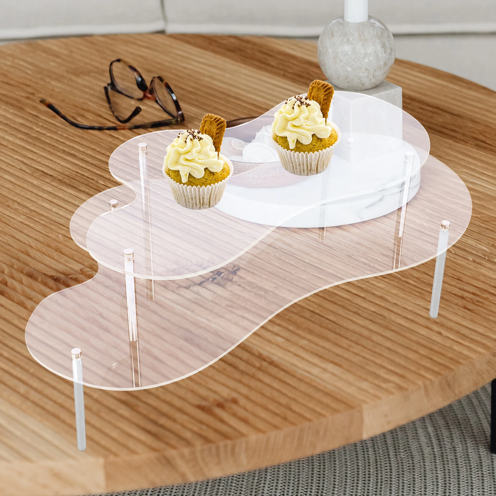 

1 set Acrylic Cake Stand Set Clear Dessert Table Display Wedding Cupcake Holder Transparent Sturdy for Bakery Home