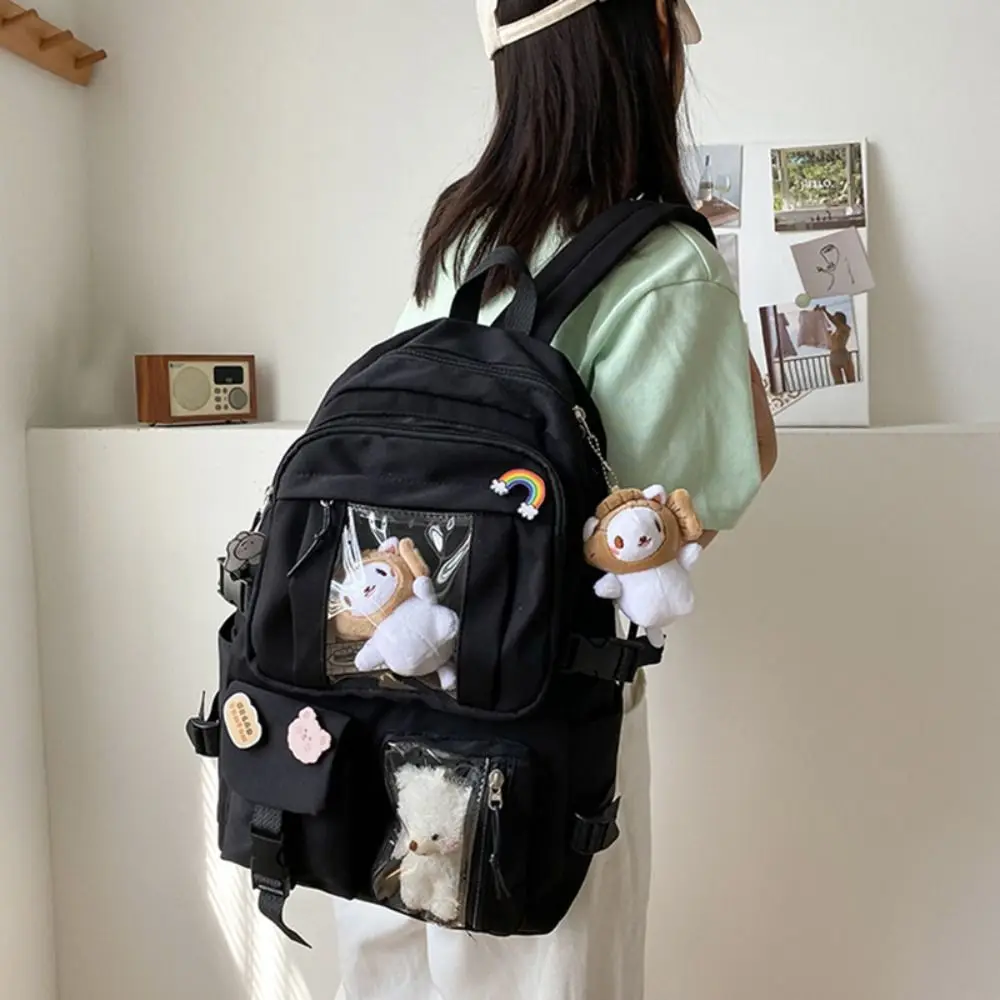Simple Waterproof Book Bag Nylon Large Capacity Backpack School Rucksack Travel