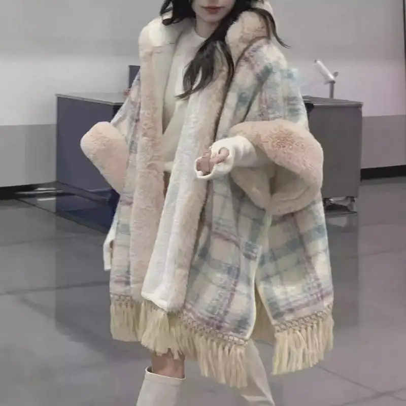 Korean Style Thickened Fleece Autumn Winter New Arrival Coat Loose plus Size Fashionable Cardigan Women's Knittedwear Coat