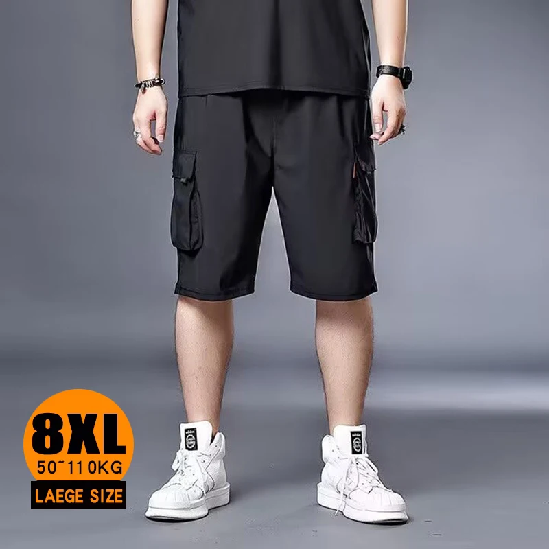 Workwear five quarter shorts men ins thin mid length loose straight leg casual sports pants boyfriend Harajuku style