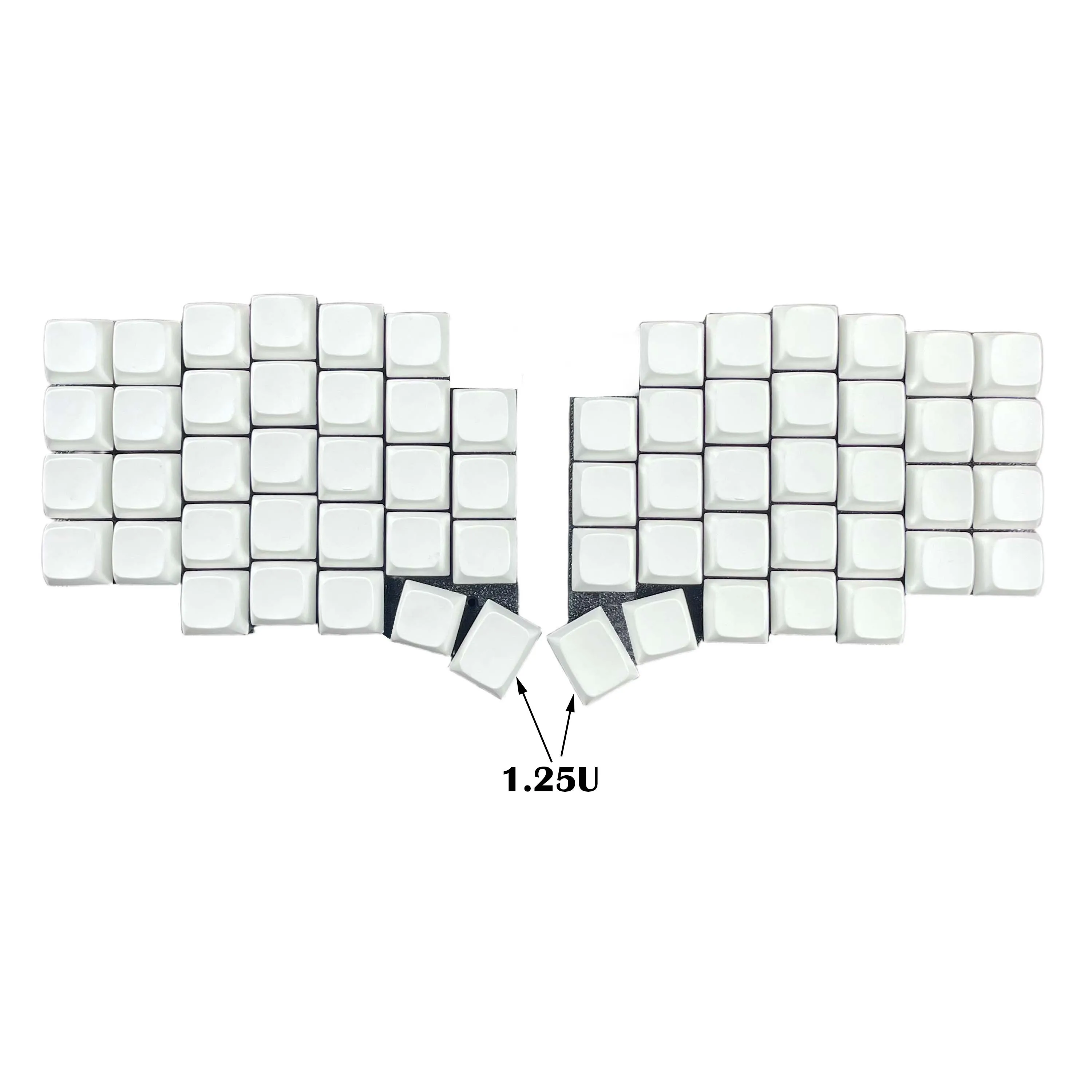 Zestaw nasadek na klawisze MX Stem Blank Black White, 46/64 klawisze, PBT, profil XDA, do klawiatur mechanicznych Corne Sofle Split — zdjęcie produktu 7
