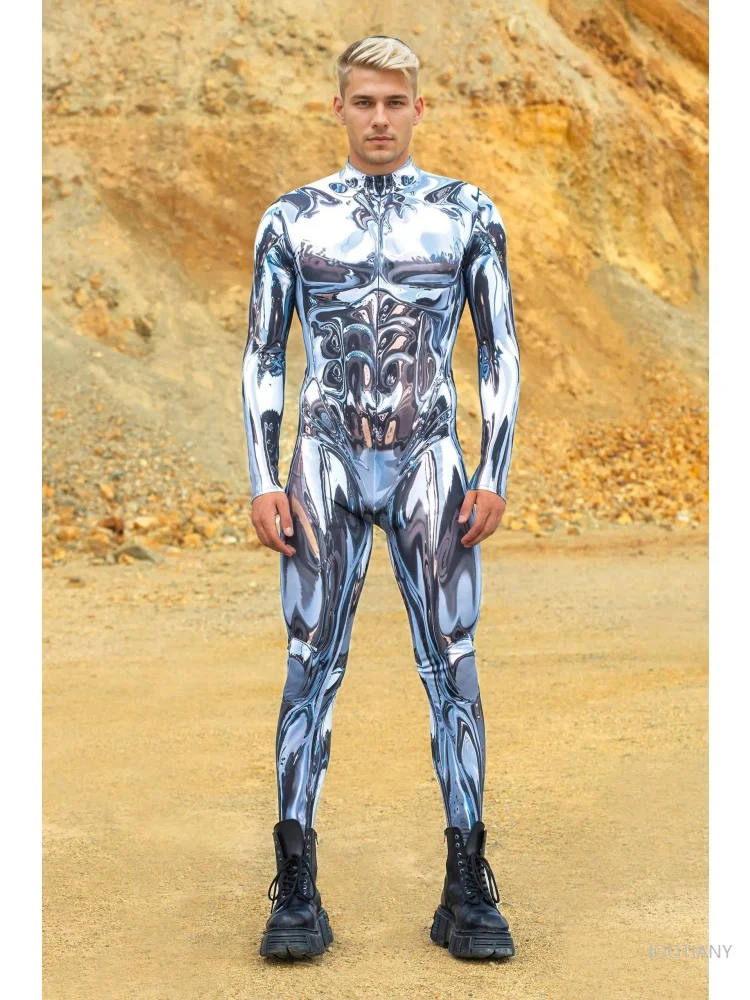 بدلة قطعة واحدة مثيرة للزوجين من البطولين بقصة ضيقة لعب الأدوار سايبر بدلة الخيال العلمي للرجال أزياء خارجية لحفلات الهالوين كرنفال 2026 #5