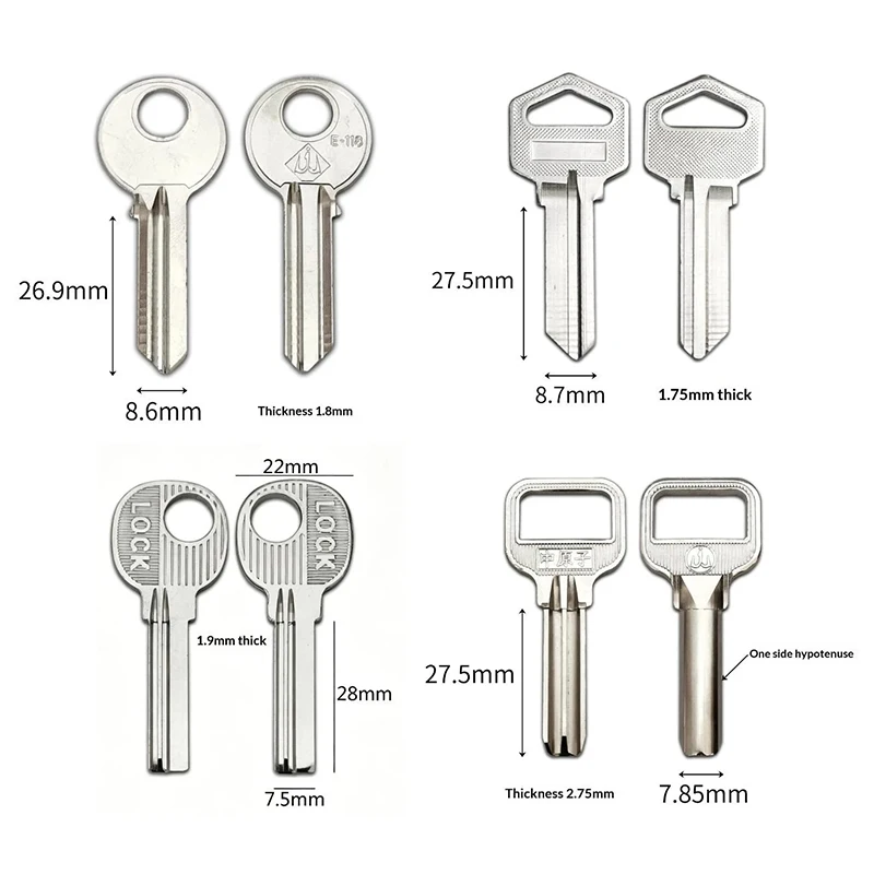 2 Pieces Durable Stainless Steel E118 Blank Key Precise Size Rust Resistant For Locksmiths Home Office Door Lock Duplication