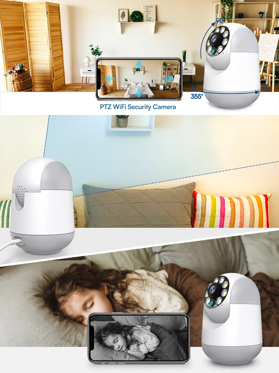XVIM 3MP Baby Monitor 2K WiFi Security Camera Smart Home Wireless IP Surveillance Camera Motion AI Automatic Tracking Audio