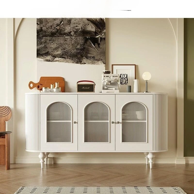 

cabinet solid wood cupboard side cabinet Nordic wine cabinet restaurant locker Changhong glass retro four-door cabinet